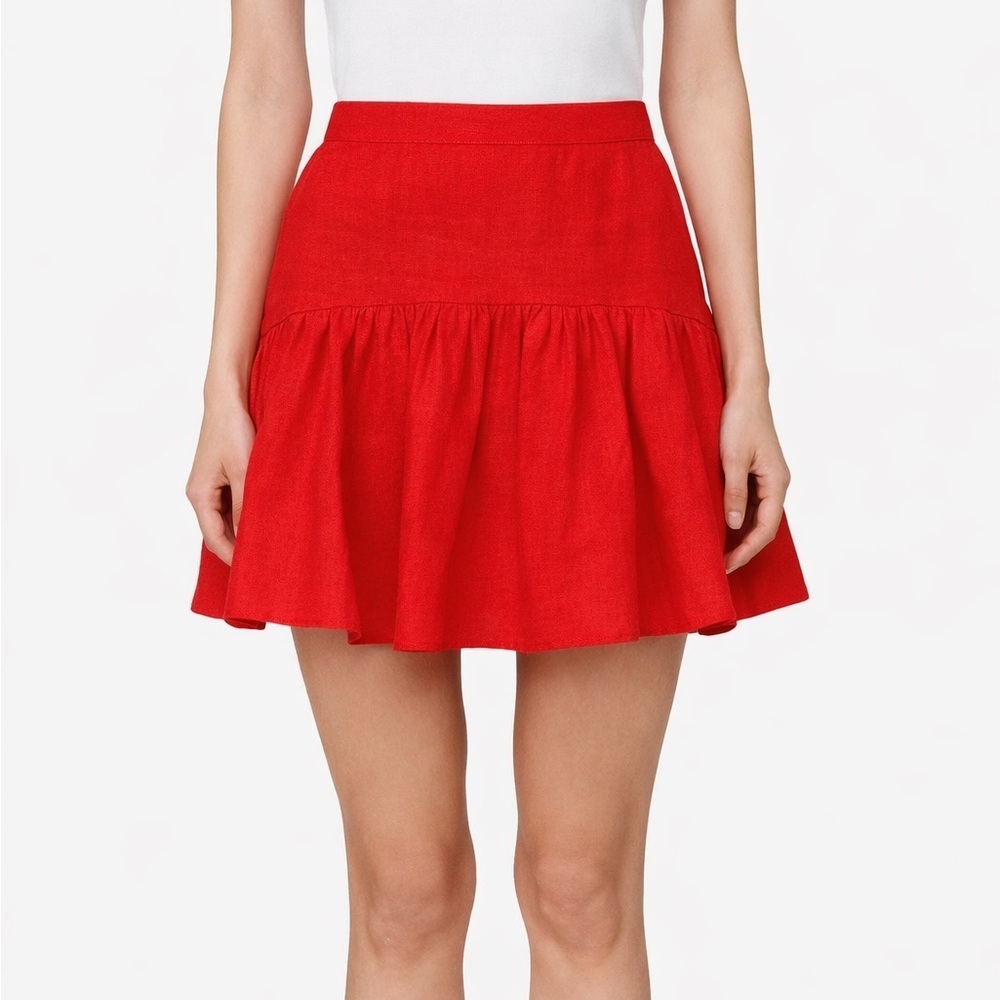 Avec Les Filles Red Ruffle Mini Skirt